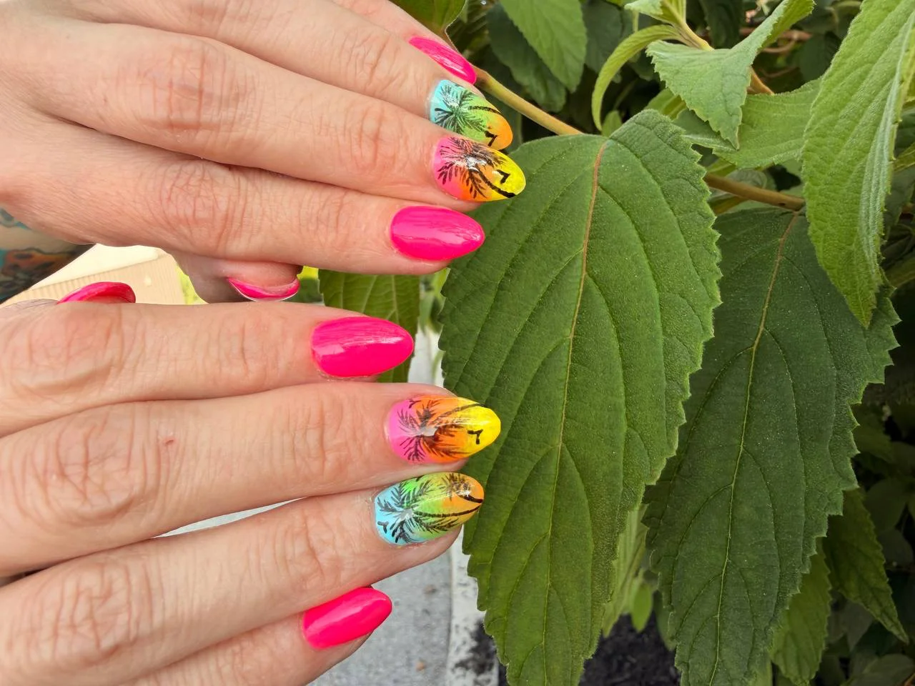 Bright tropical nail design